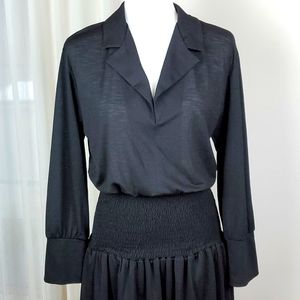 ZARA BLACK DRESS WITH WIDE SMOCKED ELASTIC WAISTBAND